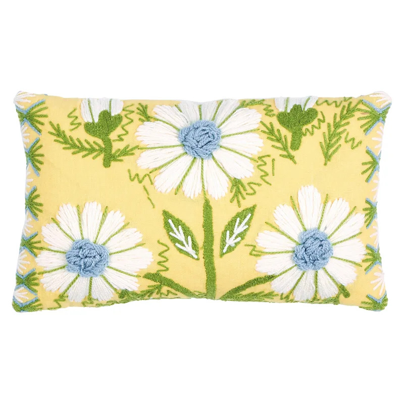 Schumacher Marguerite Embroidery Pillow a in Buttercup (SO723330109)