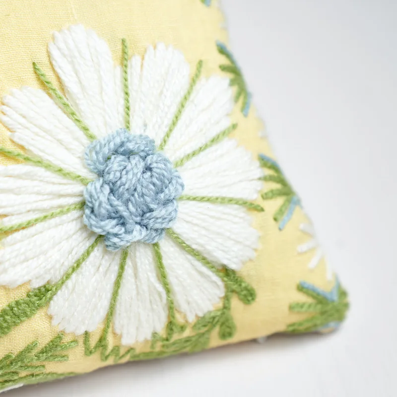 Schumacher Marguerite Embroidery Pillow a in Buttercup (SO723330109)