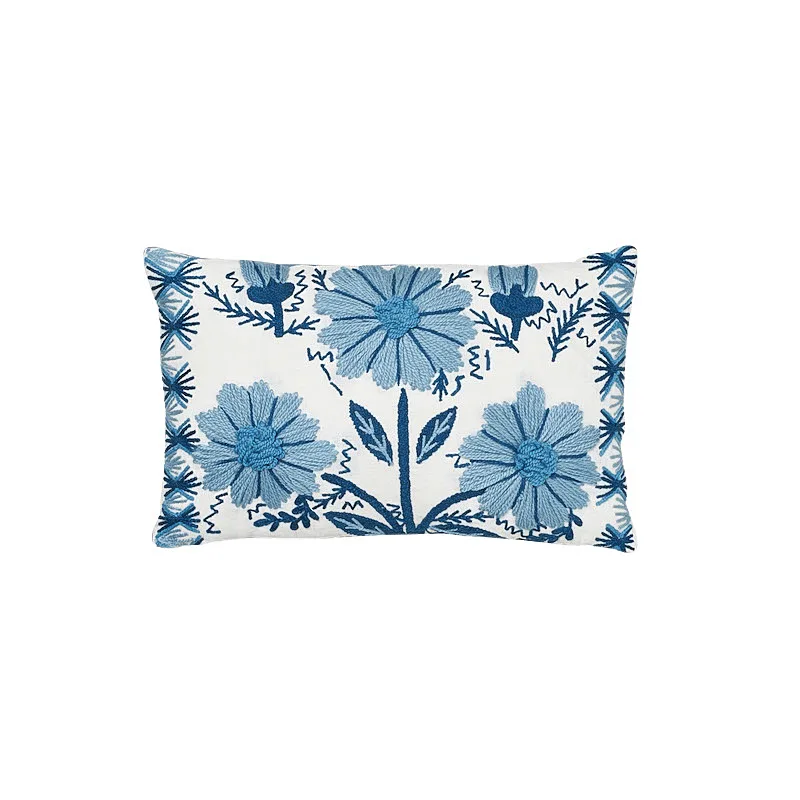 Schumacher Marguerite Embroidery Pillow a in Sky (SO72330109)