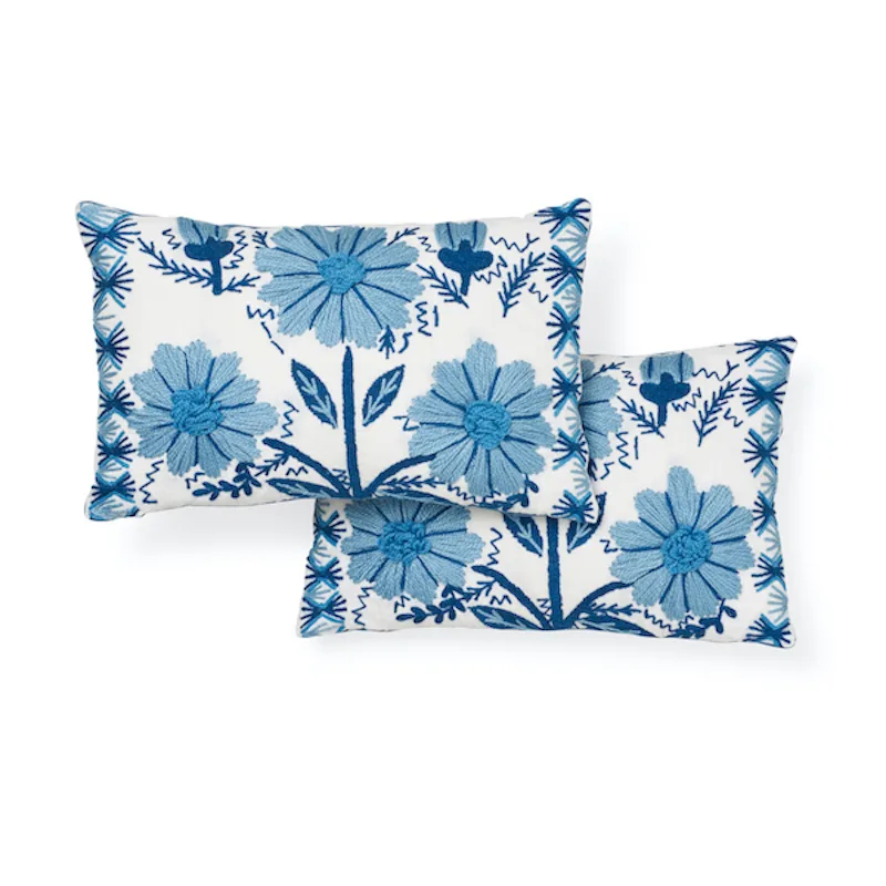 SO72330109 | Marguerite Embroidery Pillow a - Sky Schumacher Marguerite Embroidery Pillow a in Sky (SO72330109)