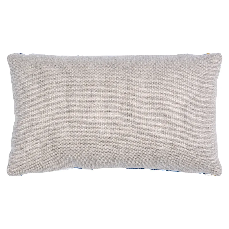 Schumacher Marguerite Embroidery Pillow B in Blue & Ochre (SO723320209)