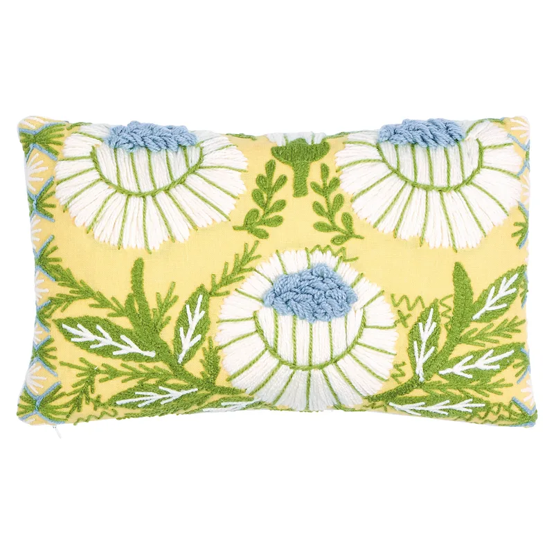 Schumacher Marguerite Embroidery Pillow B in Buttercup (SO723330209)