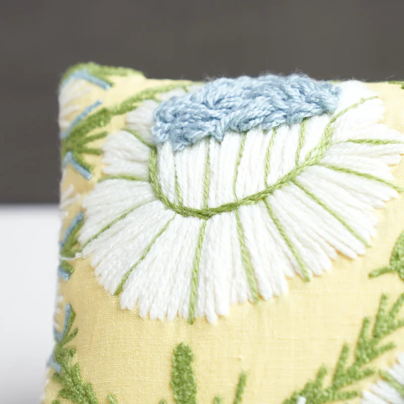 SO723330209 | Marguerite Embroidery Pillow B - Buttercup Schumacher Marguerite Embroidery Pillow B in Buttercup (SO723330209)