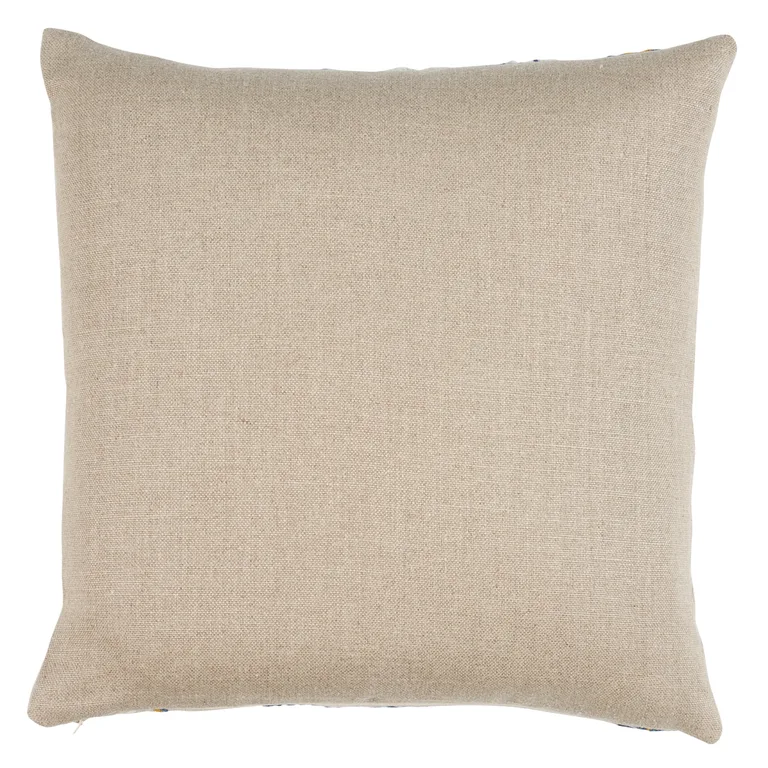 Schumacher Marguerite Embroidery Pillow in Blue & Ochre (SO7233205)