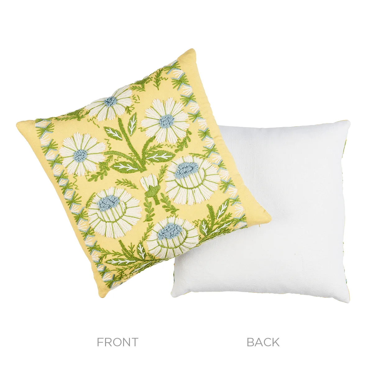 SO7233305 | Marguerite Embroidery Pillow - Buttercup Schumacher Marguerite Embroidery Pillow in Buttercup (SO7233305)
