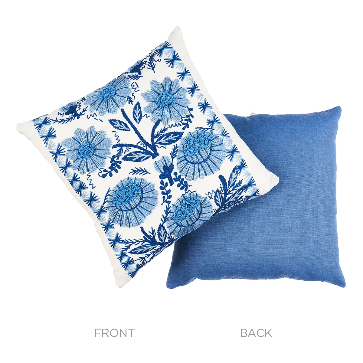 SO7233005 | Marguerite Embroidery Pillow - Sky Schumacher Marguerite Embroidery Pillow in Sky (SO7233005)