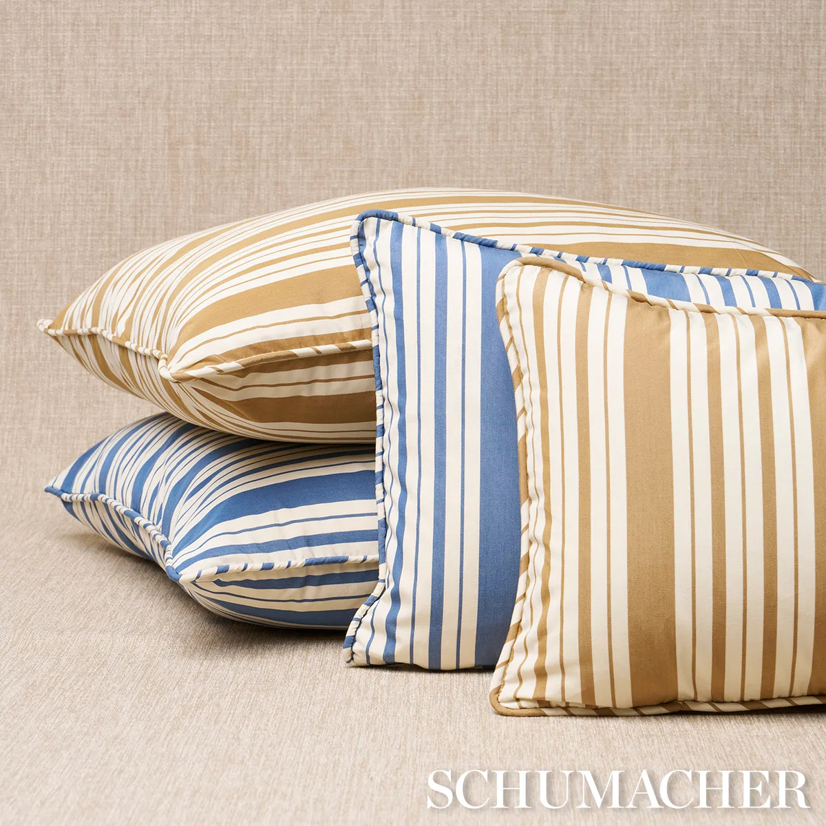 Schumacher Markie Stripe Pillow in Indigo