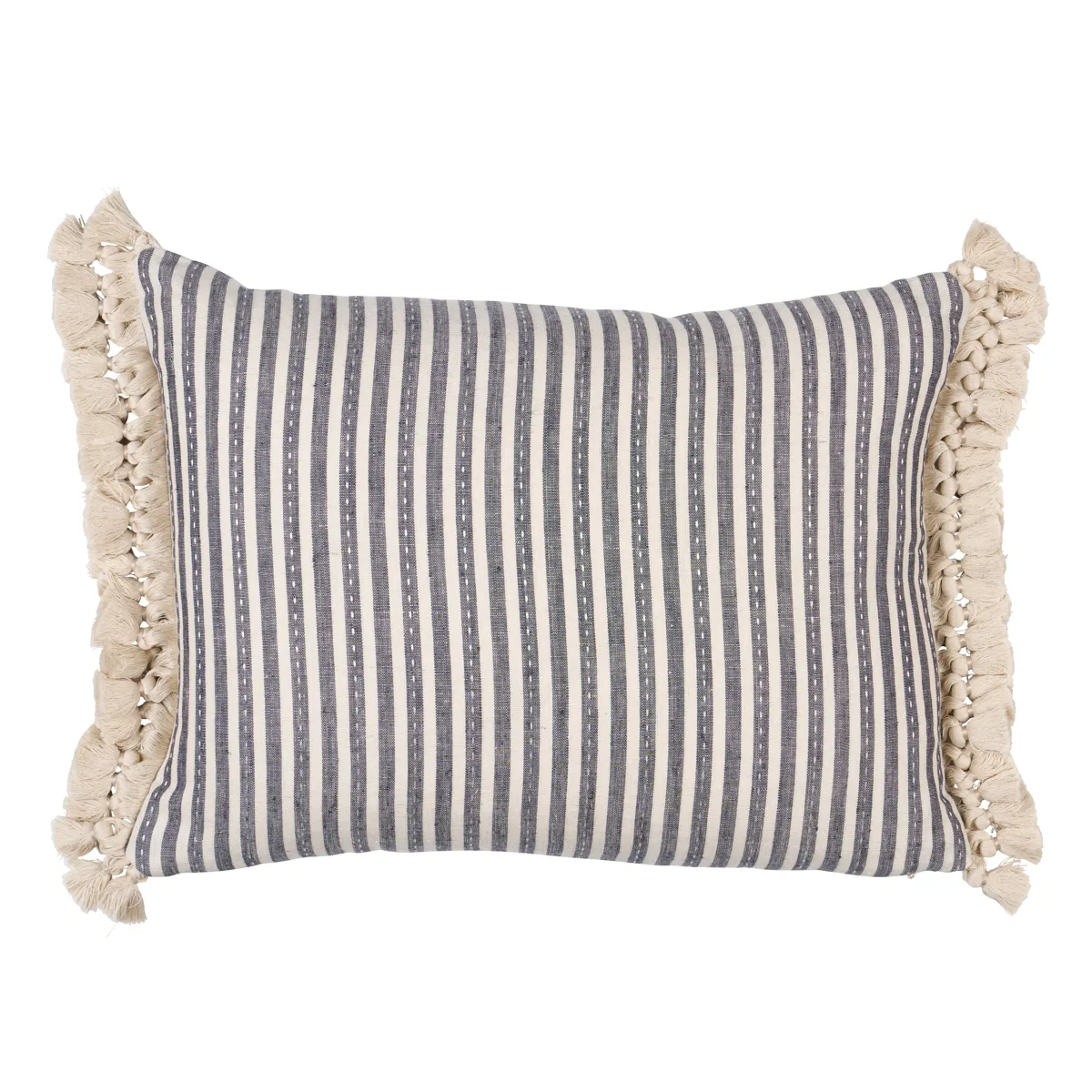 Schumacher Mathis Ticking Stripe Pillow in Carbon