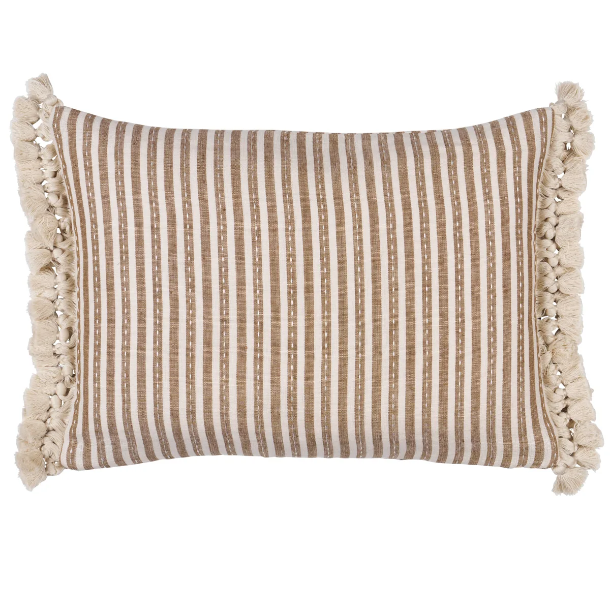 Schumacher Mathis Ticking Stripe Pillow in Flax (SO18059412)