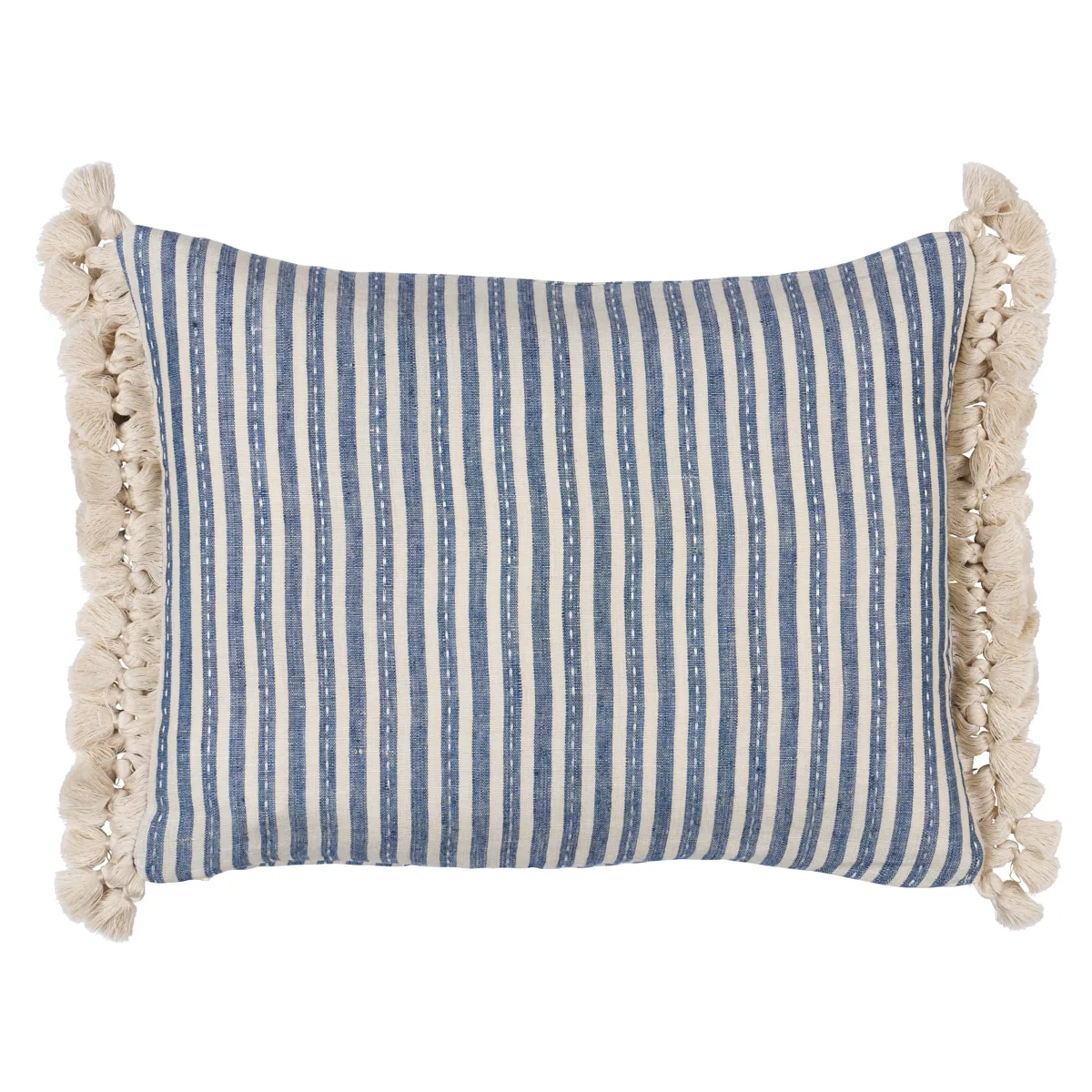 Schumacher Mathis Ticking Stripe Pillow in Indigo (SO18059312)