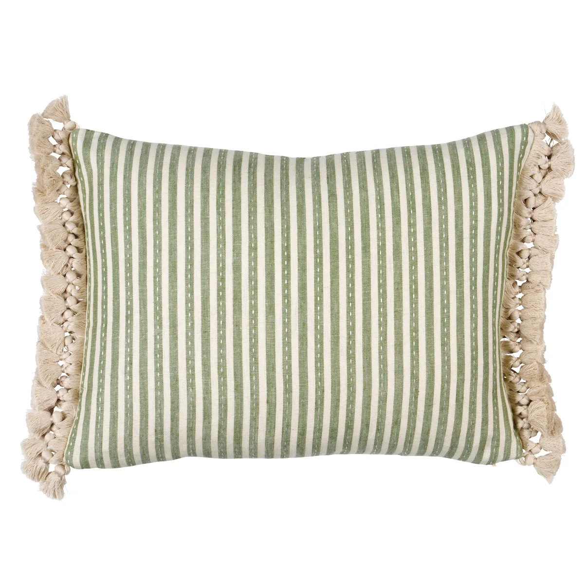 Schumacher Mathis Ticking Stripe Pillow in Sage (SO18059112)