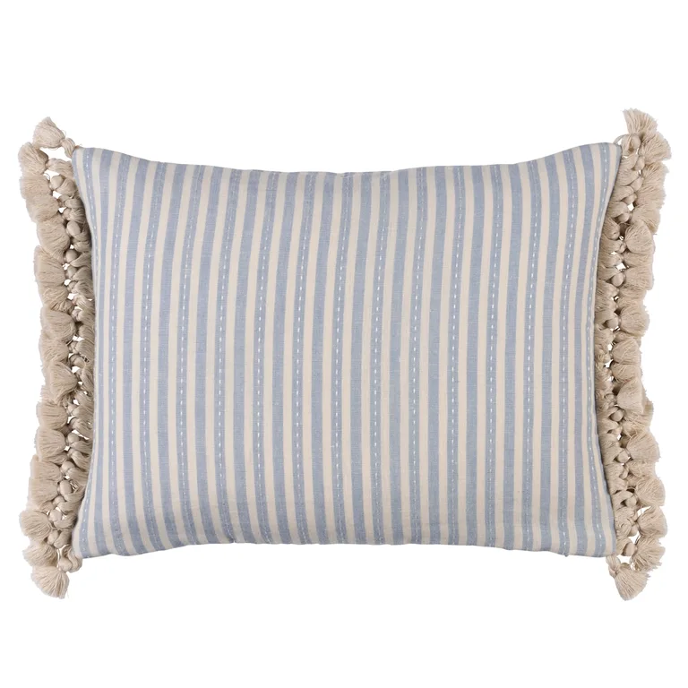 Schumacher Mathis Ticking Stripe Pillow in Sky (SO18059012)