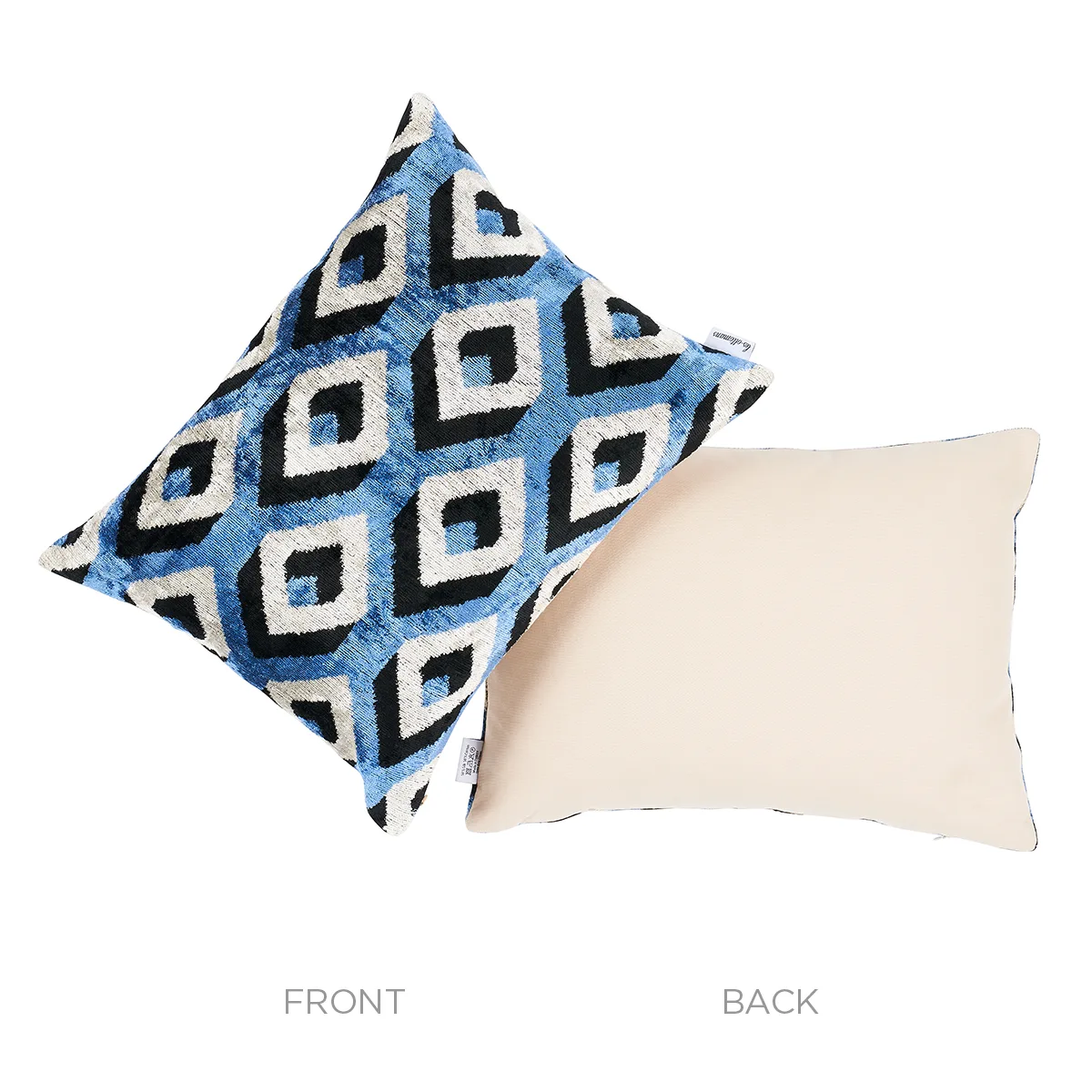 SOV45438 | Mersin Silk Velvet Pillow - Blue & Black Schumacher Mersin Silk Velvet Pillow in Blue & Black (SOV45438)