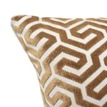 Schumacher Ming Fret Velvet Pillow in Bronze
