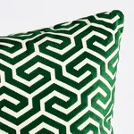 Ming Fret Velvet Pillow - Emerald Schumacher Ming Fret Velvet Pillow in Emerald