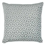 Ming Fret Velvet Pillow - Mineral & White Schumacher Ming Fret Velvet Pillow in Mineral & White