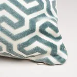 Ming Fret Velvet Pillow - Mineral & White Schumacher Ming Fret Velvet Pillow in Mineral & White