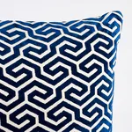 Schumacher Ming Fret Velvet Pillow in Navy