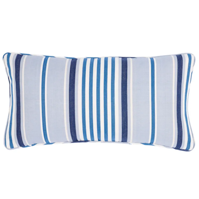 Schumacher Minzer Cotton Stripe Pillow in Blue (SO6601418)