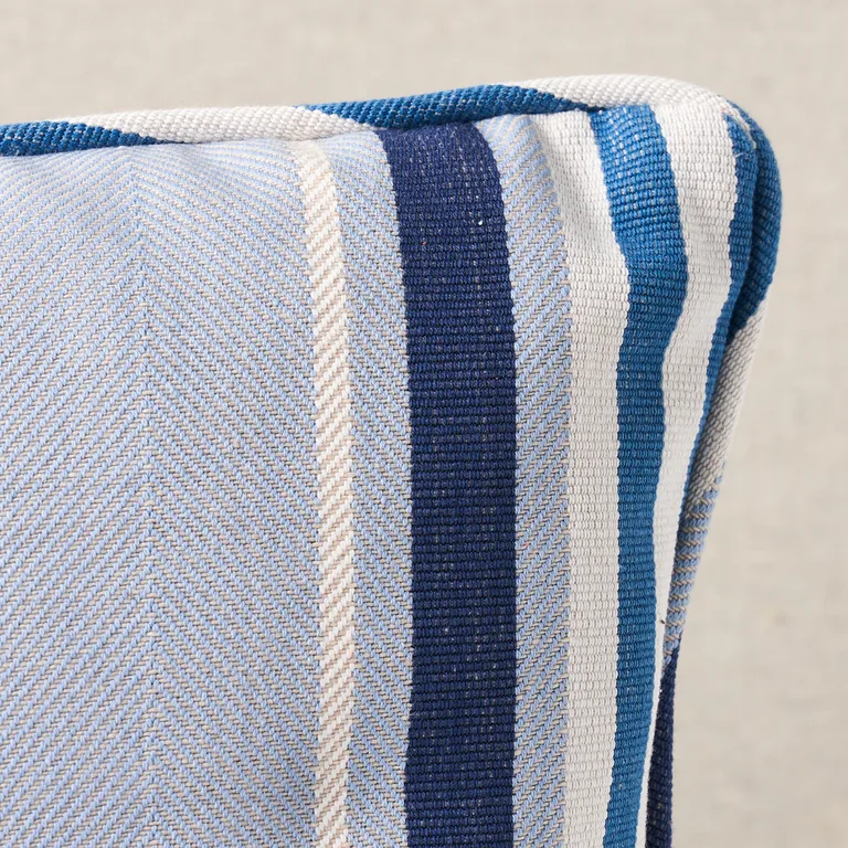 Schumacher Minzer Cotton Stripe Pillow in Blue (SO6601418)