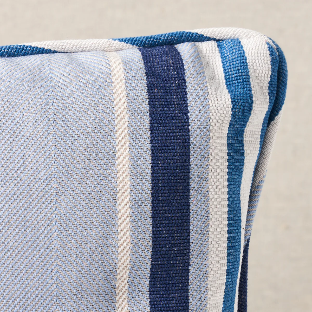 Schumacher Minzer Cotton Stripe Pillow in Blue (SO6601418)