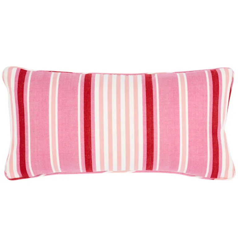 Schumacher Minzer Cotton Stripe Pillow in Pink (SO6601618)