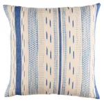 SO8211006 | Mirza Ikat Stripe Pillow - Blue on Natural Schumacher Mirza Ikat Stripe Pillow in Blue on Natural (SO8211006)