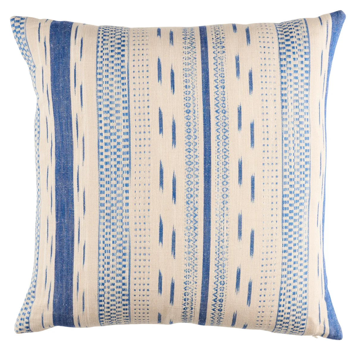 Schumacher Mirza Ikat Stripe Pillow in Blue on Natural (SO8211006)