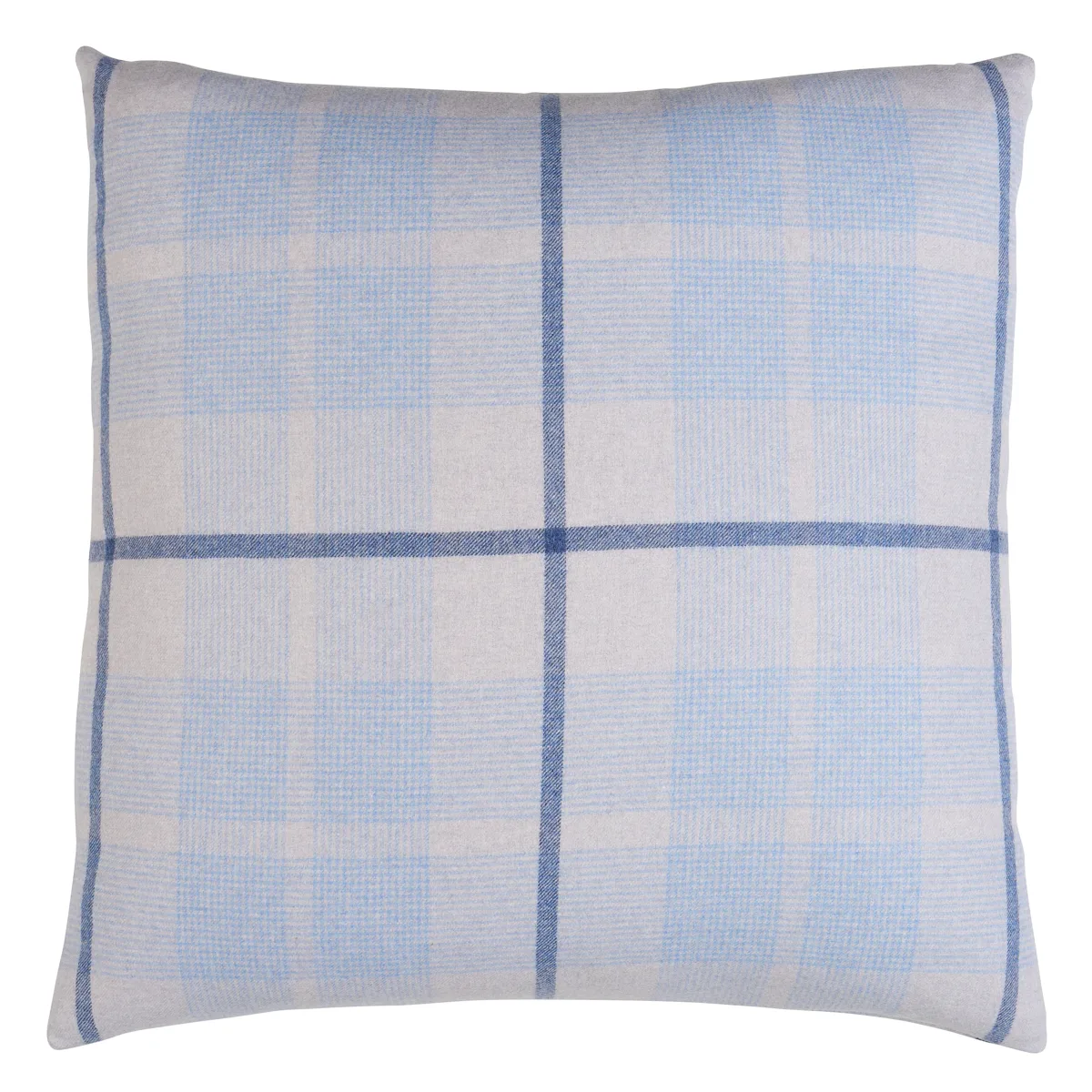 Schumacher Montana Wool Plaid Pillow in Arctic
