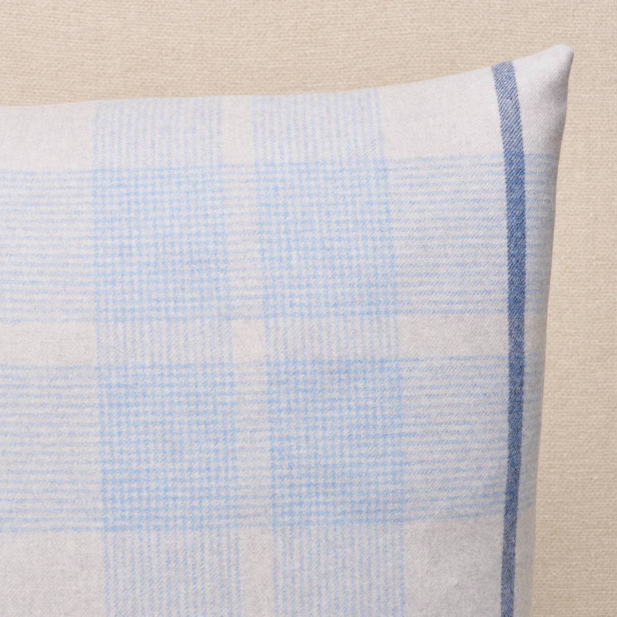 Schumacher Montana Wool Plaid Pillow in Arctic