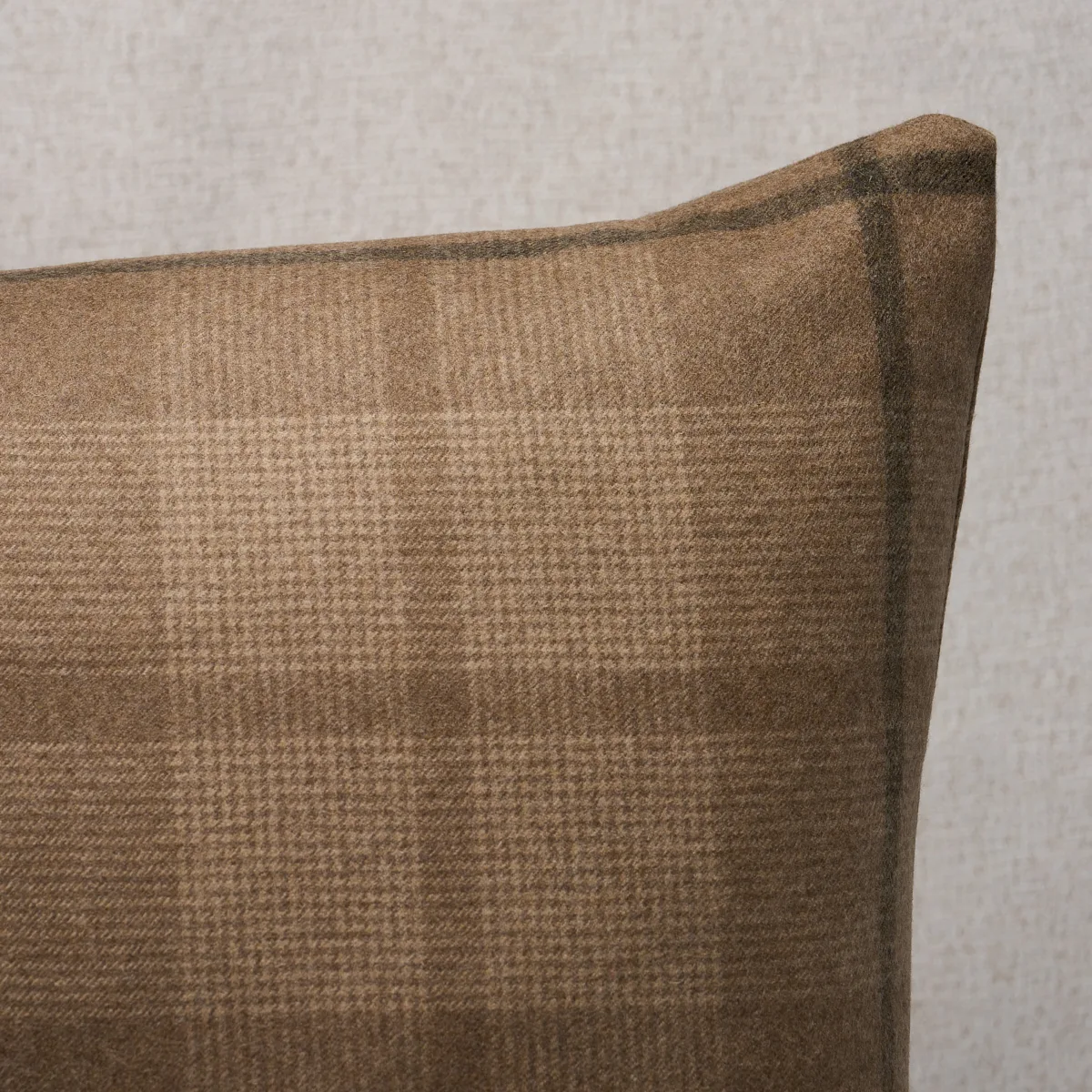 Schumacher Montana Wool Plaid Pillow in Buckskin