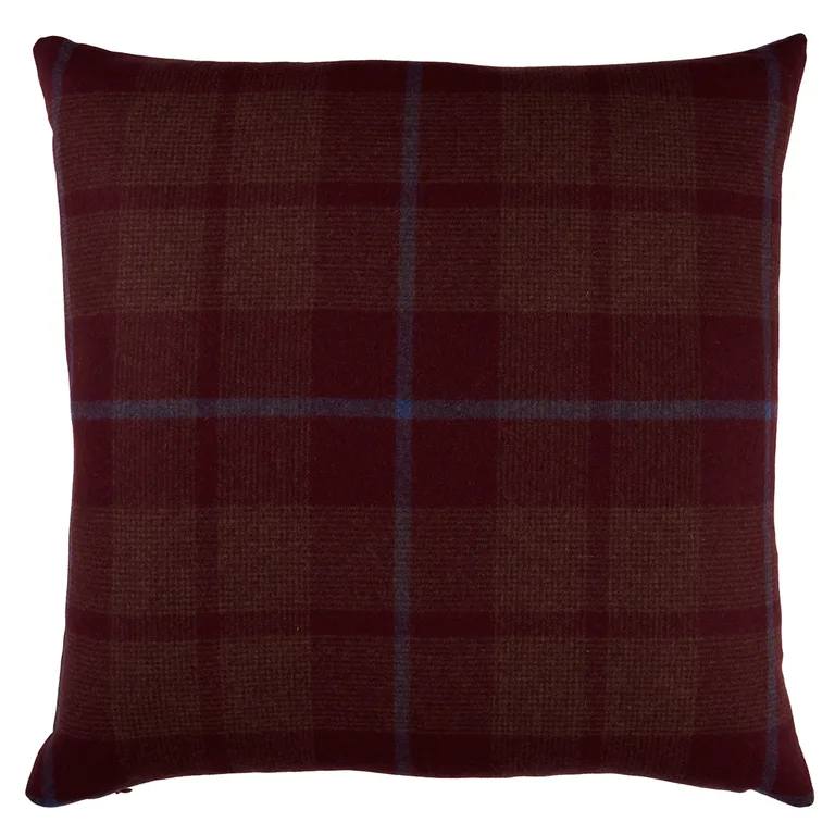 Schumacher Montana Wool Plaid Pillow in Burgundy