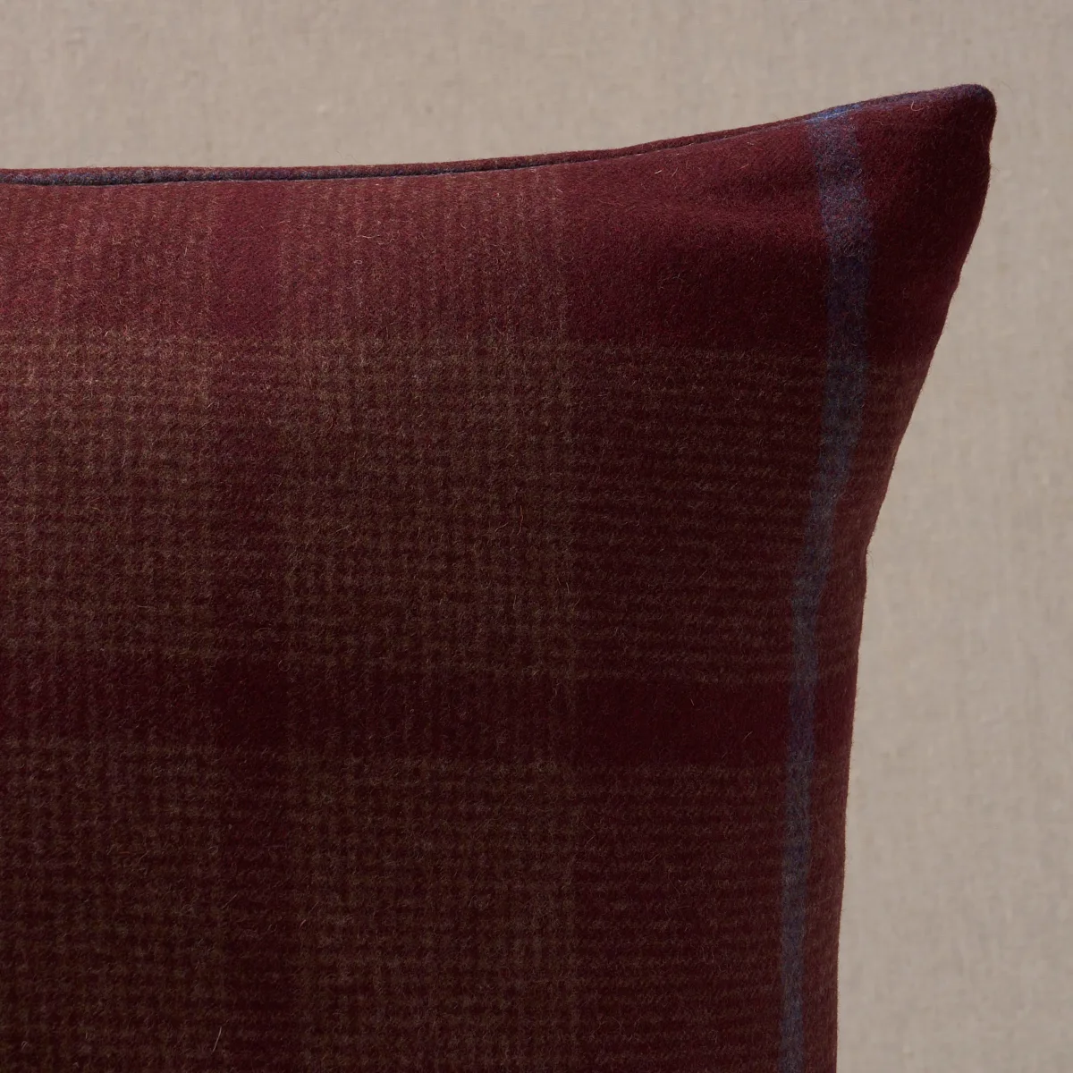 Schumacher Montana Wool Plaid Pillow in Burgundy