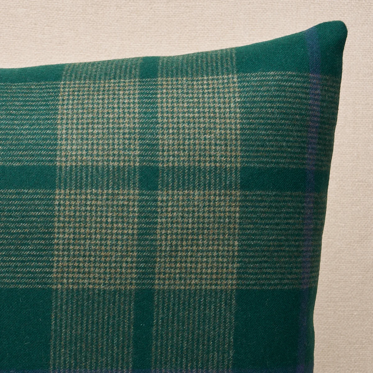 Schumacher Montana Wool Plaid Pillow in Hunter