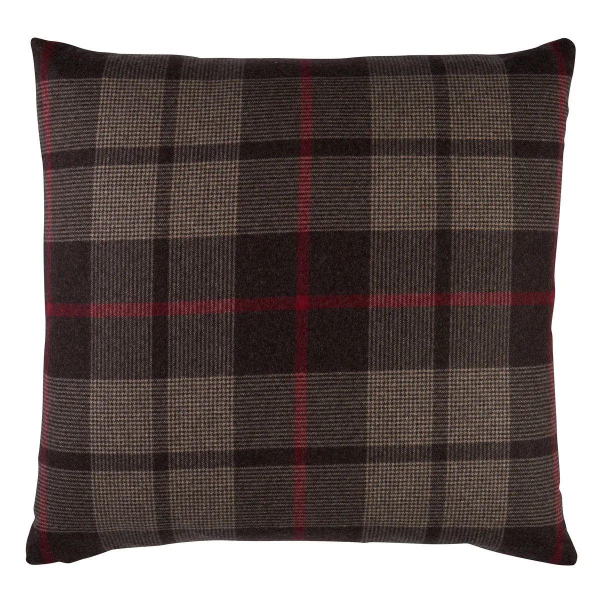 Schumacher Montana Wool Plaid Pillow in Java