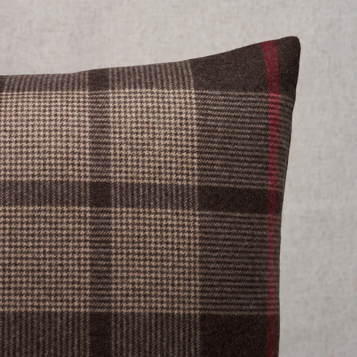 Schumacher Montana Wool Plaid Pillow in Java