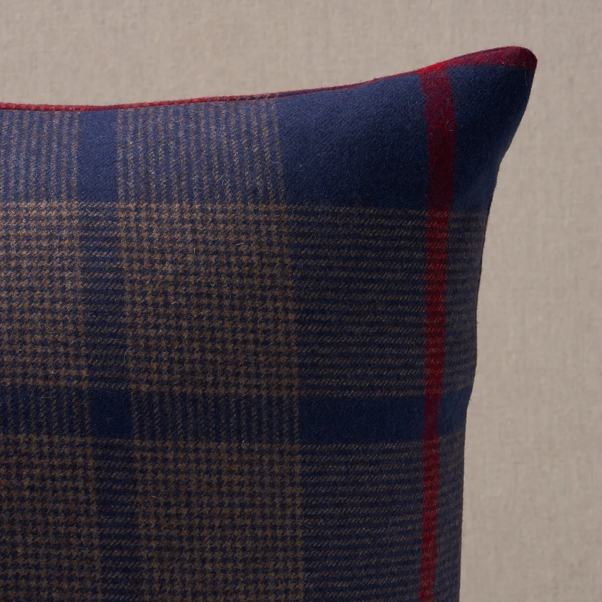 Schumacher Montana Wool Plaid Pillow in Navy