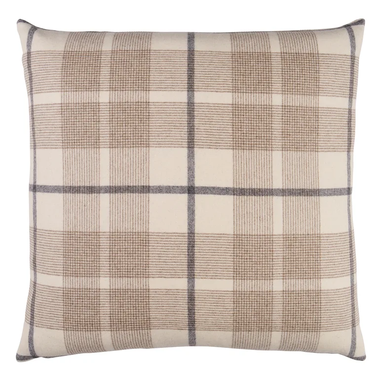 Schumacher Montana Wool Plaid Pillow in Neutral