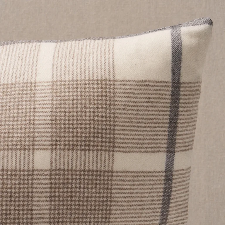 Schumacher Montana Wool Plaid Pillow in Neutral