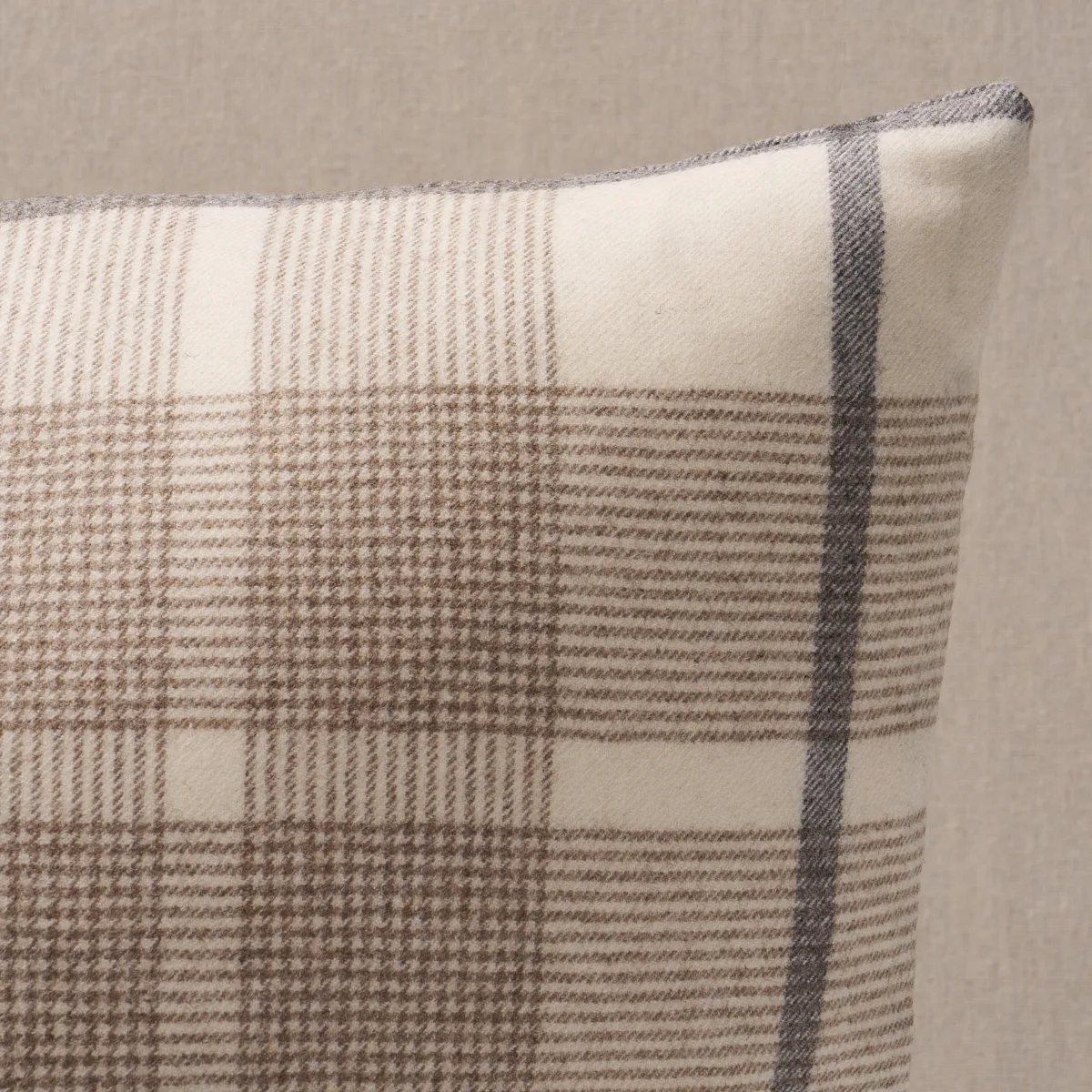 Schumacher Montana Wool Plaid Pillow in Neutral