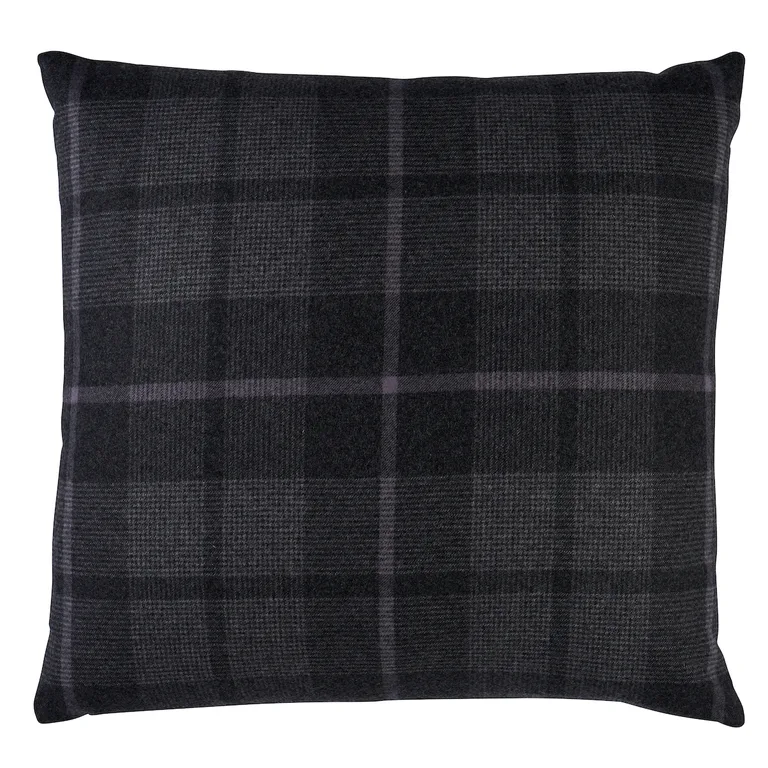 Schumacher Montana Wool Plaid Pillow in Oxford Grey