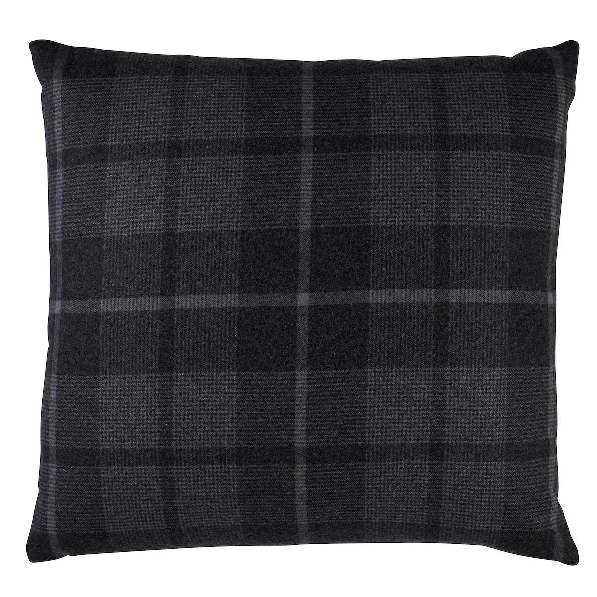 Schumacher Montana Wool Plaid Pillow in Oxford Grey
