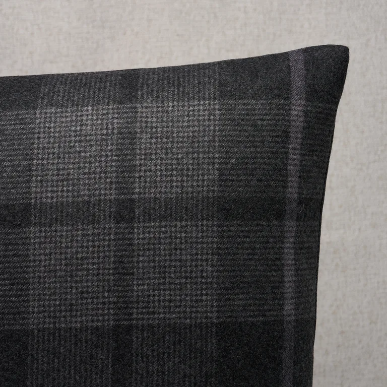 Schumacher Montana Wool Plaid Pillow in Oxford Grey