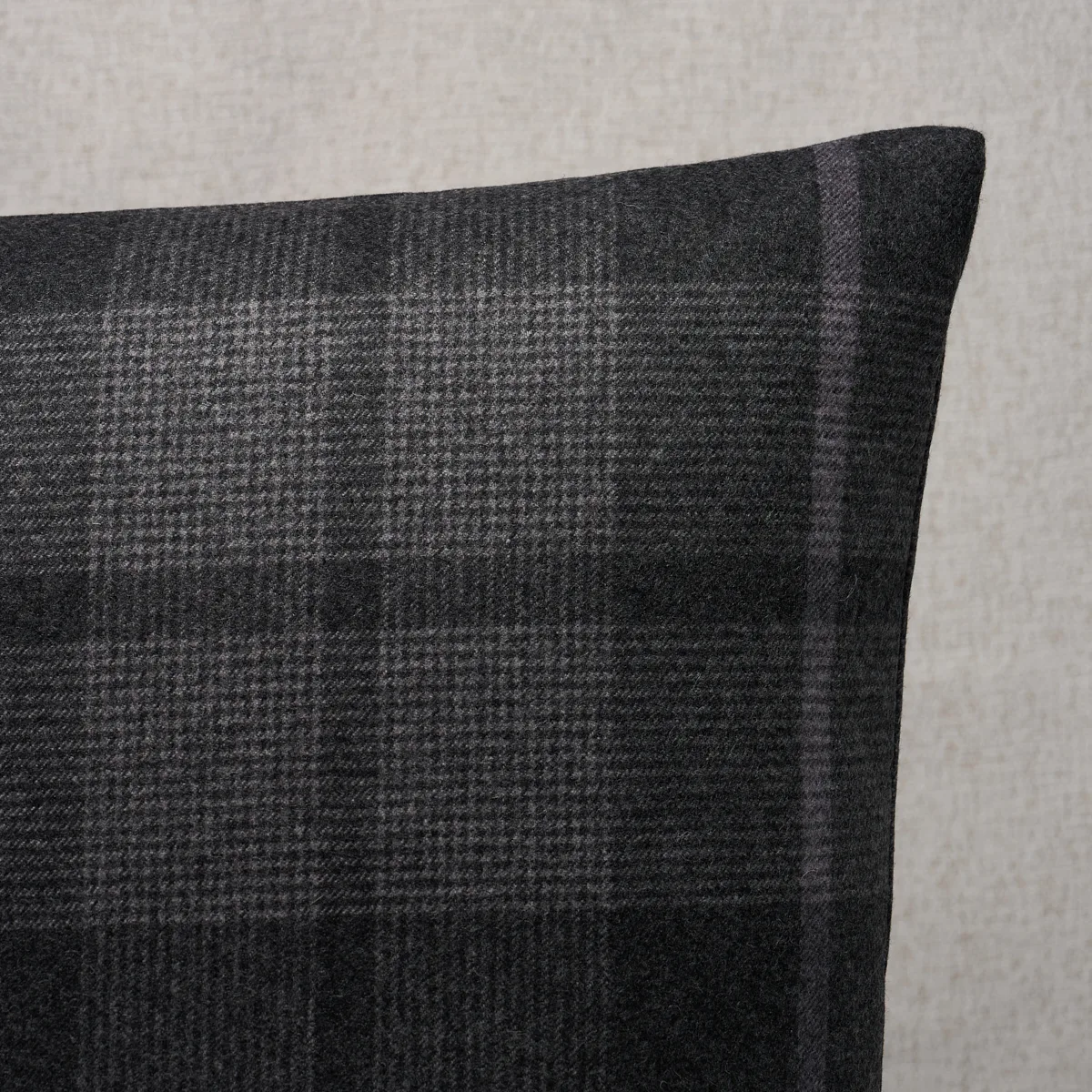 Schumacher Montana Wool Plaid Pillow in Oxford Grey
