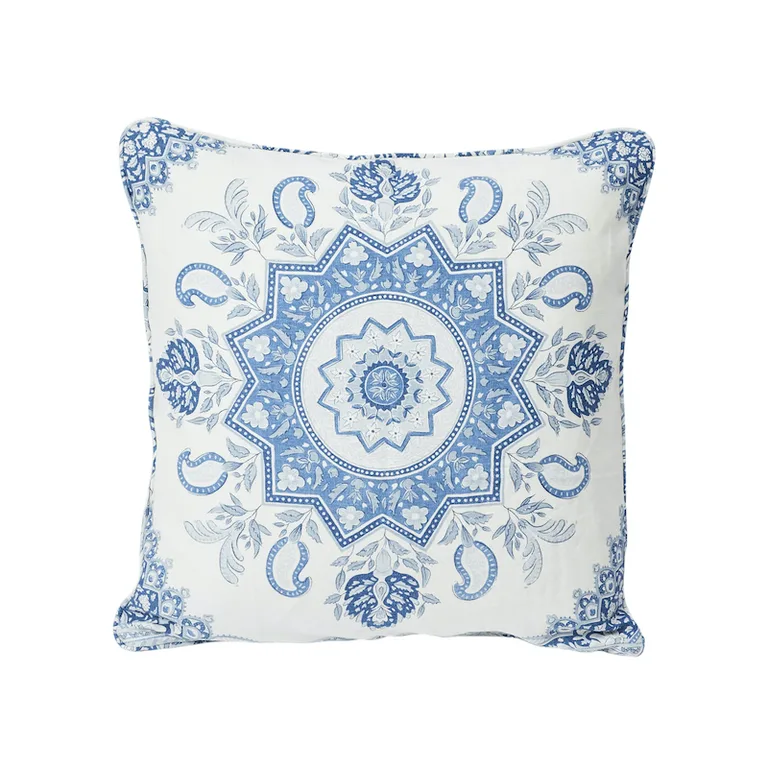 Schumacher Montecito Medallion Pillow in Indigo