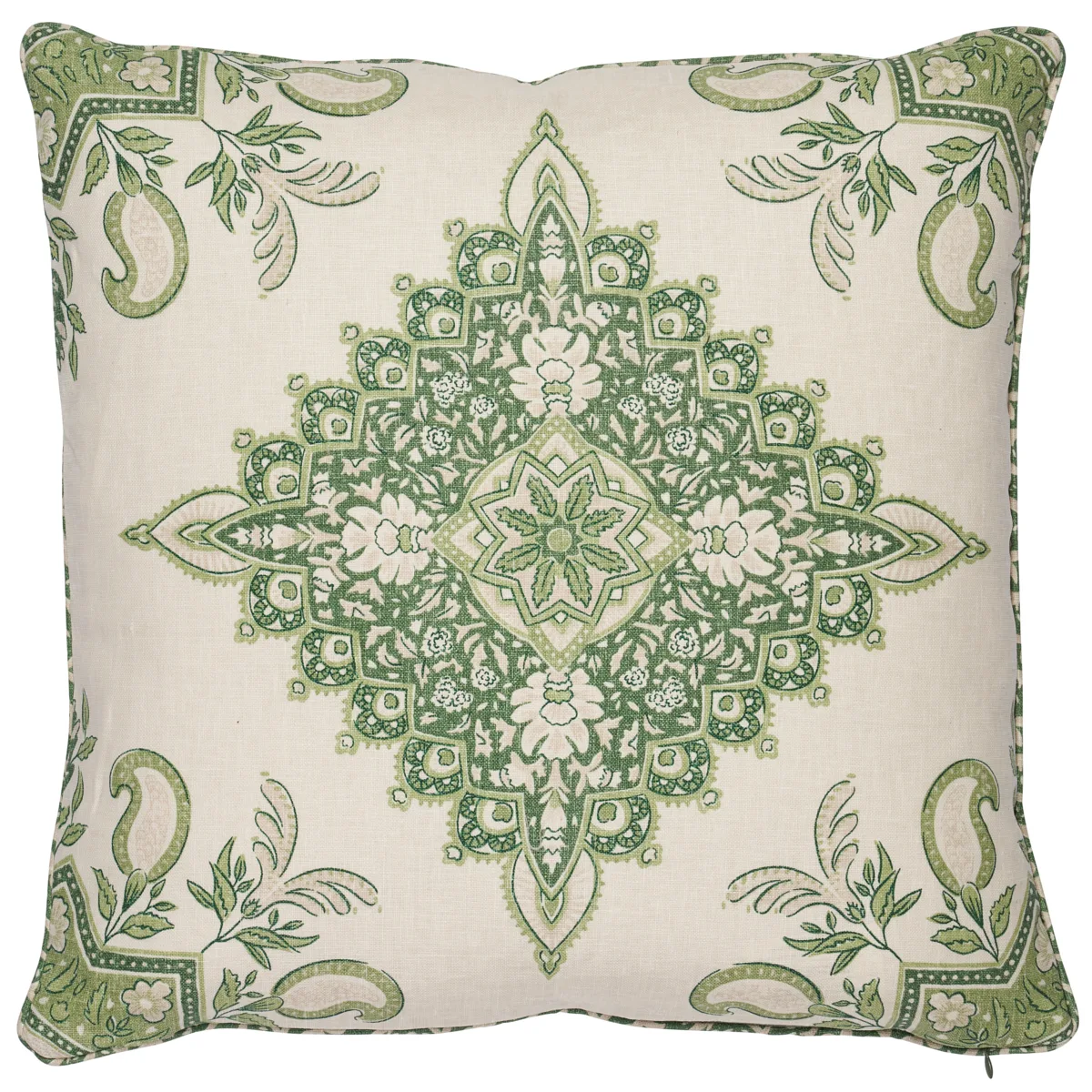 Schumacher Montecito Medallion Pillow in Leaf Green