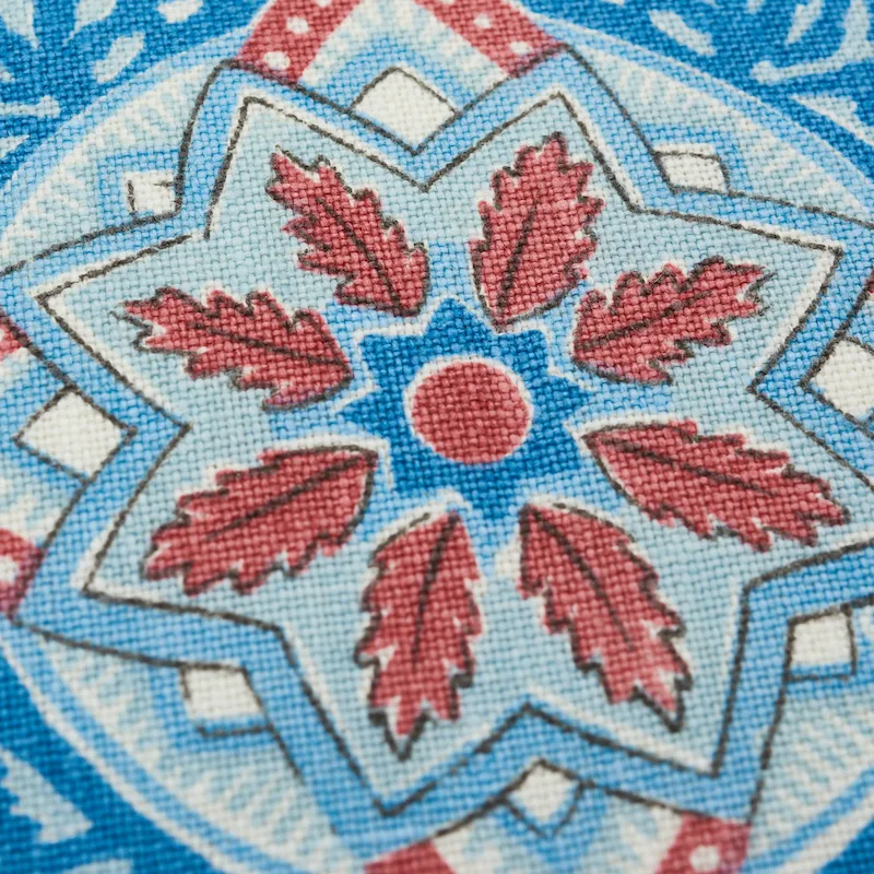 Schumacher Montecito Medallion Pillow in Red & Blue (SO7648204)