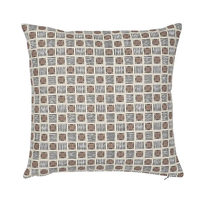 Schumacher Mottley Grid Pillow in Wren