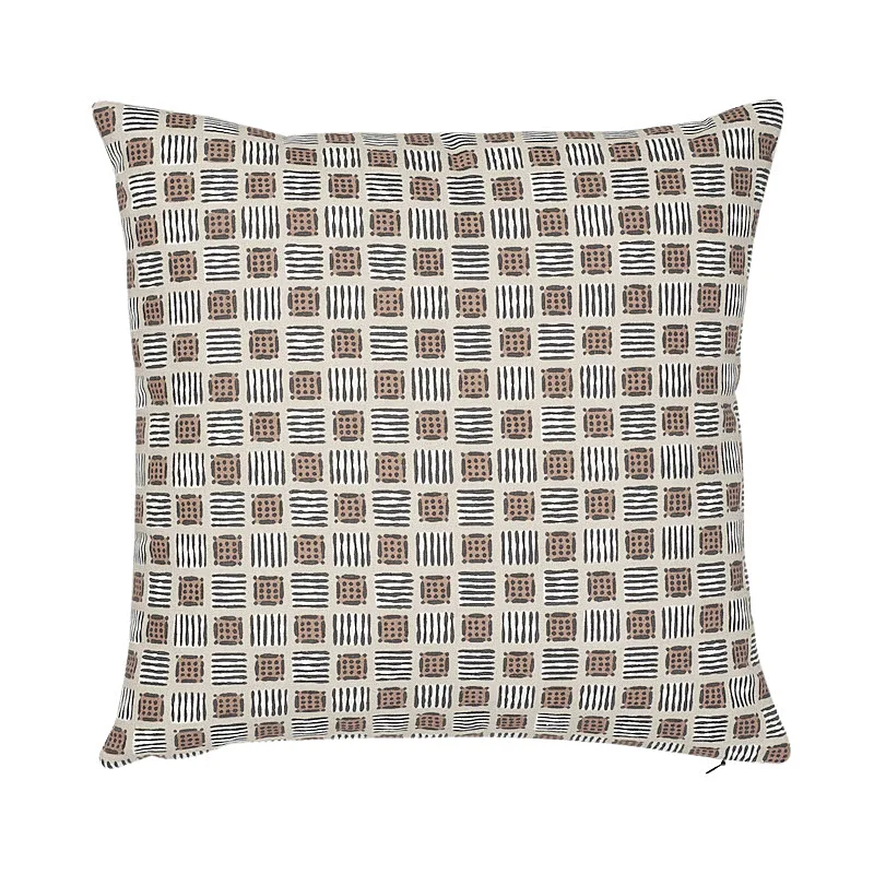 Schumacher Mottley Grid Pillow in Wren