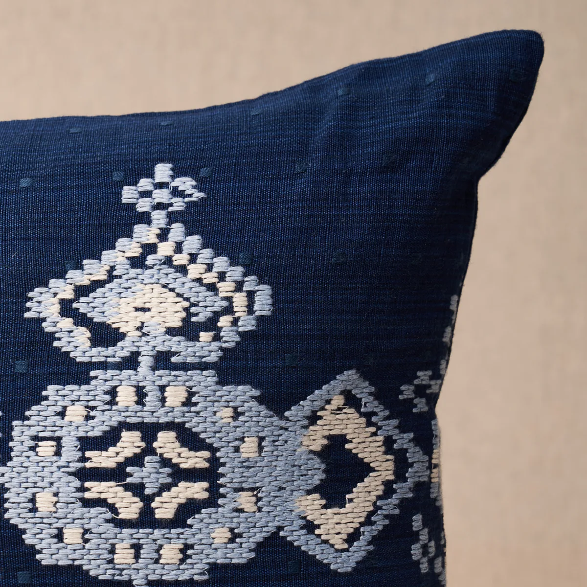 Schumacher Nadira Embroidery Pillow in Indigo (SO8207018)